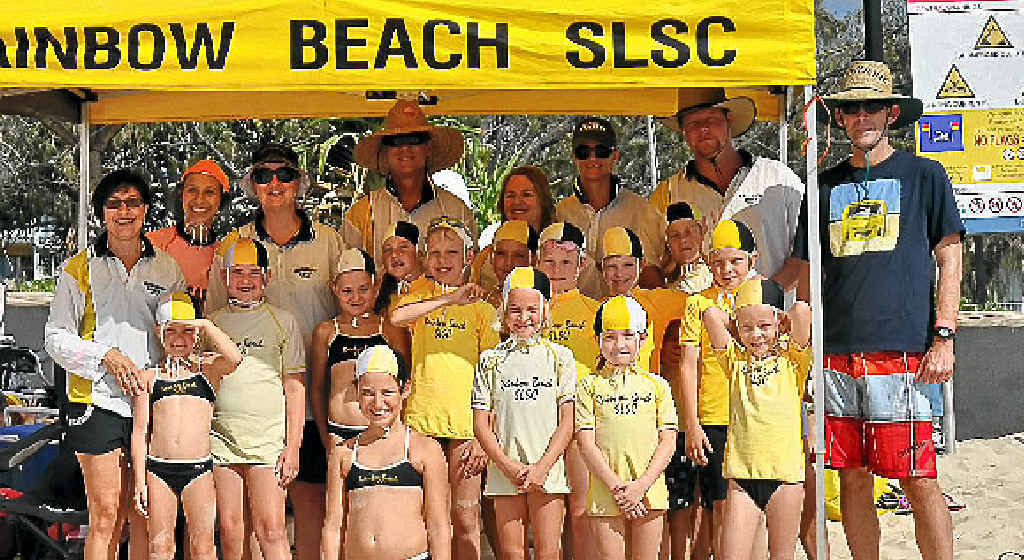 The Rainbow Beach team, including 14 nippers, who competed at the Caloundra Kings Beach Carnival earlier this month. The Rainbow Beach team, including 14 nippers, who competed at the Caloundra Kings Beach Carnival earlier this month.